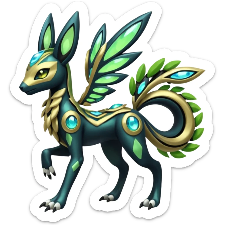 Exotic Futuristc Meloetta-Zygarde-Zeraora-Protogen-Palkia-hybrid-fusion-Fakémon-creature, full body sticker