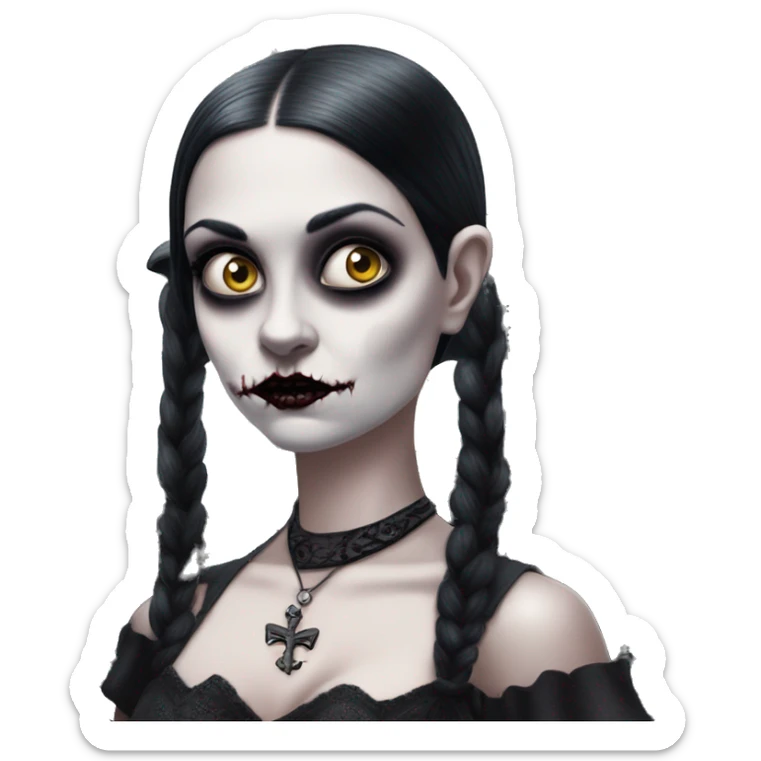 zombie gothic Wednesday Addams.creepy, 1929 ford pickup, hot rod.  sticker