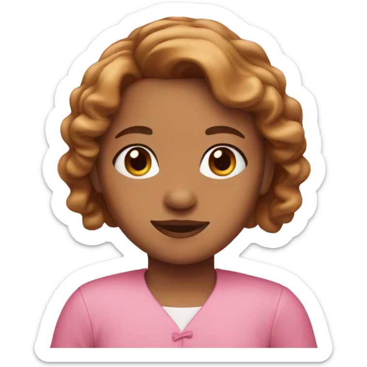 A girl with brown eyes, caramel hair, dressed in pink clothes sticker