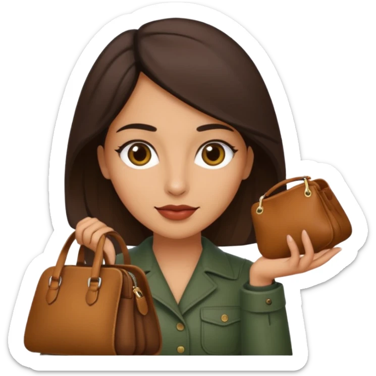 italian female with italian fashion style, holding bag sticker