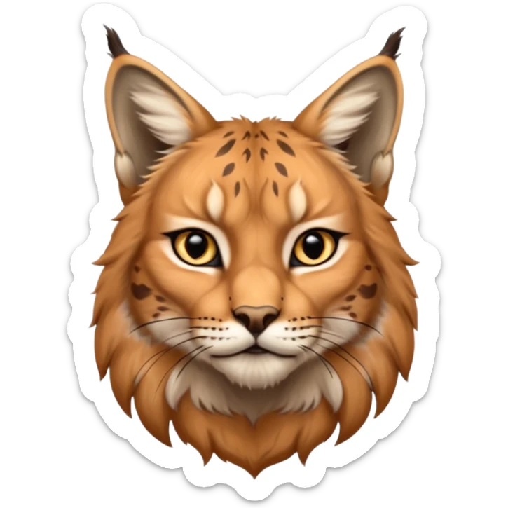 A high-resolution photo-realistic digital illustration of a majestic lynx, chest upward A high-resolution, photo-realistic digital illustration of a majestic young Eurasian lynx, shown from the shoulder upwards with markings sticker