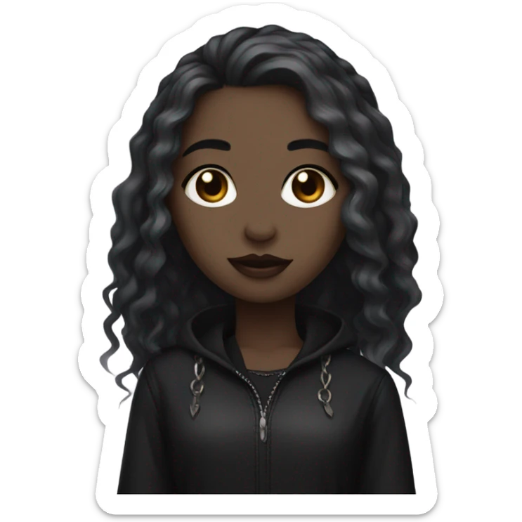 Goth girl with brown hair and blonde highlights and brown eyes sticker