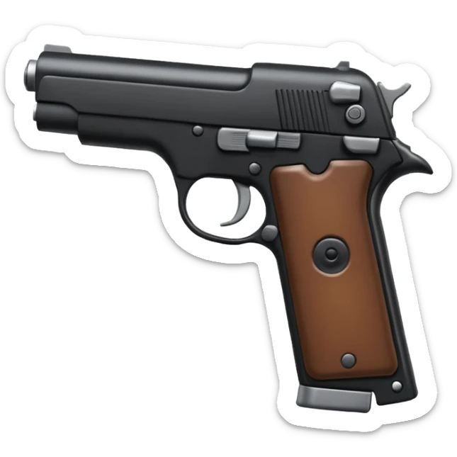 Quiero un emoji orgulloso con una pistola automática en la mano sticker