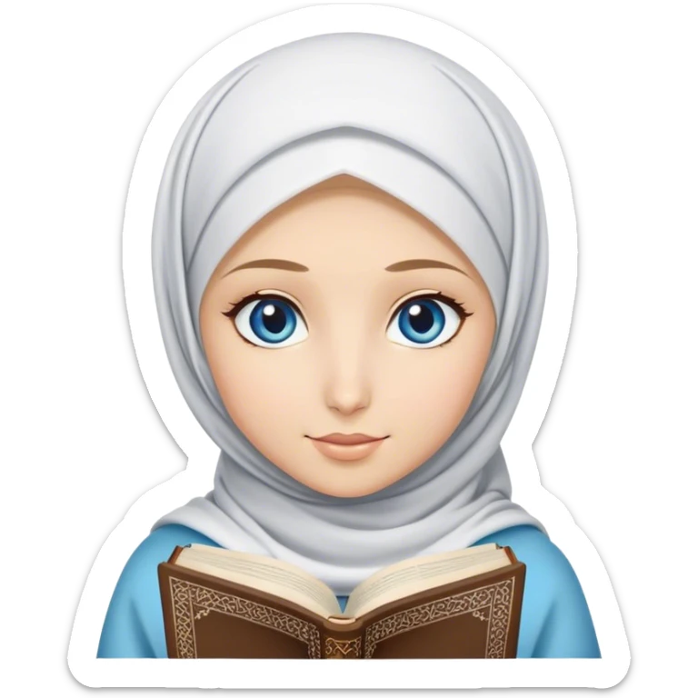 Turkish blonde tulip design Hijabi girl with blue eyes and beautiful finish reading quran sticker
