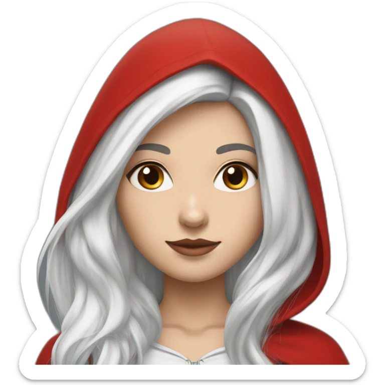 white-girl-long-straight-black-hair-with-white-streak-hair-and-red-ridding-hood sticker