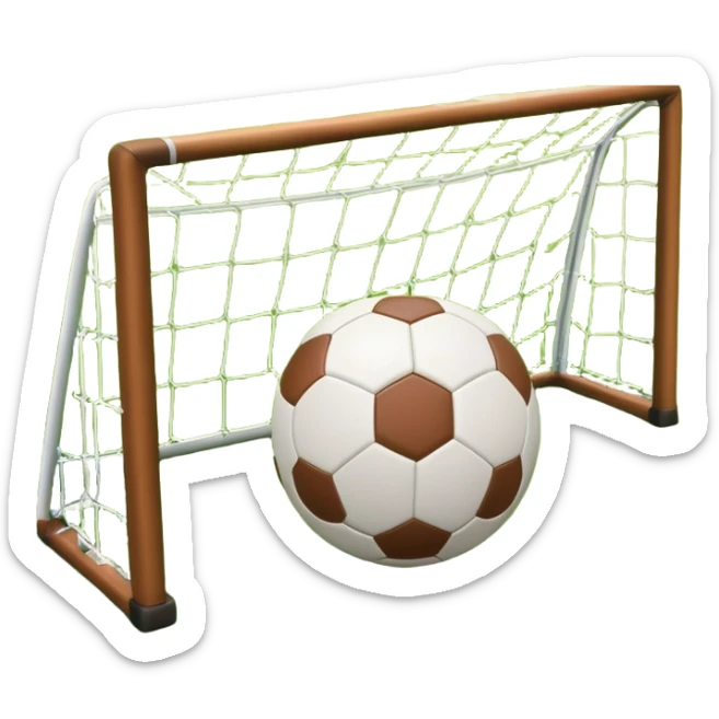A football resting on the green grass of a soccer field, with goalposts and field markings in the background.  sticker