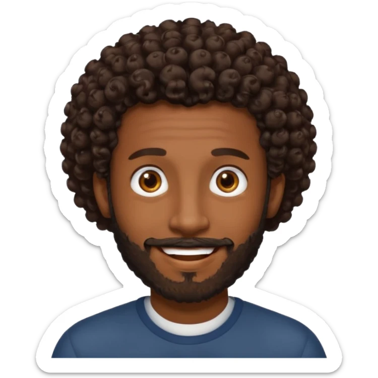 Dark brown skin man with a light beard and a curly   fade haircut with dark brown eyes sticker