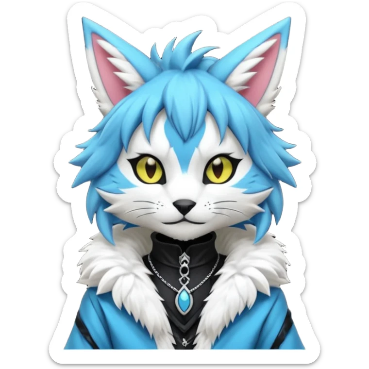 Cool gothic cute Kemonomimi Nekomimi Japanese Anime Kemono Furry Style Vernid-Zeraora-Sergal-Fursuit-furry-fursona sticker