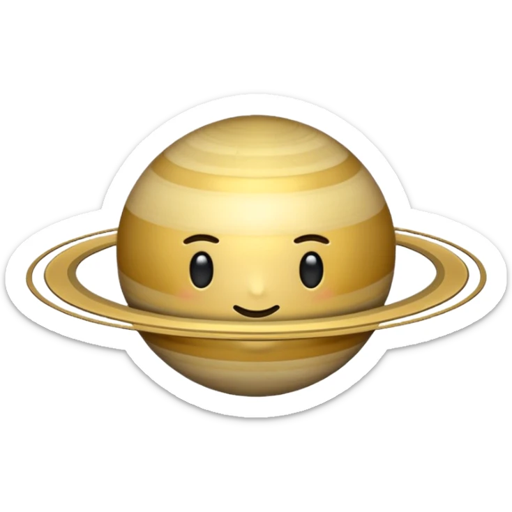 Quiero un emoji de Saturno pero que sea minimalista tipo transparente, es decir la forma pero sin color sticker