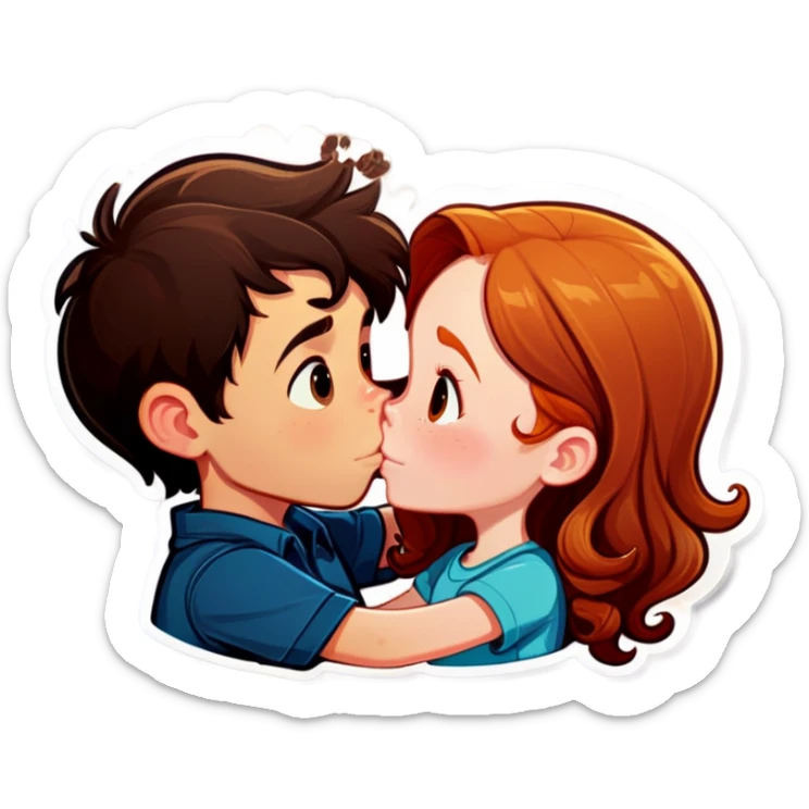 boy with dark brown hair in love with girl with ginger hair  sticker