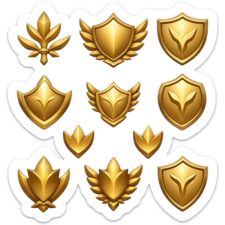 league of legends rank icon gold shiny stylized simple emoji style sticker