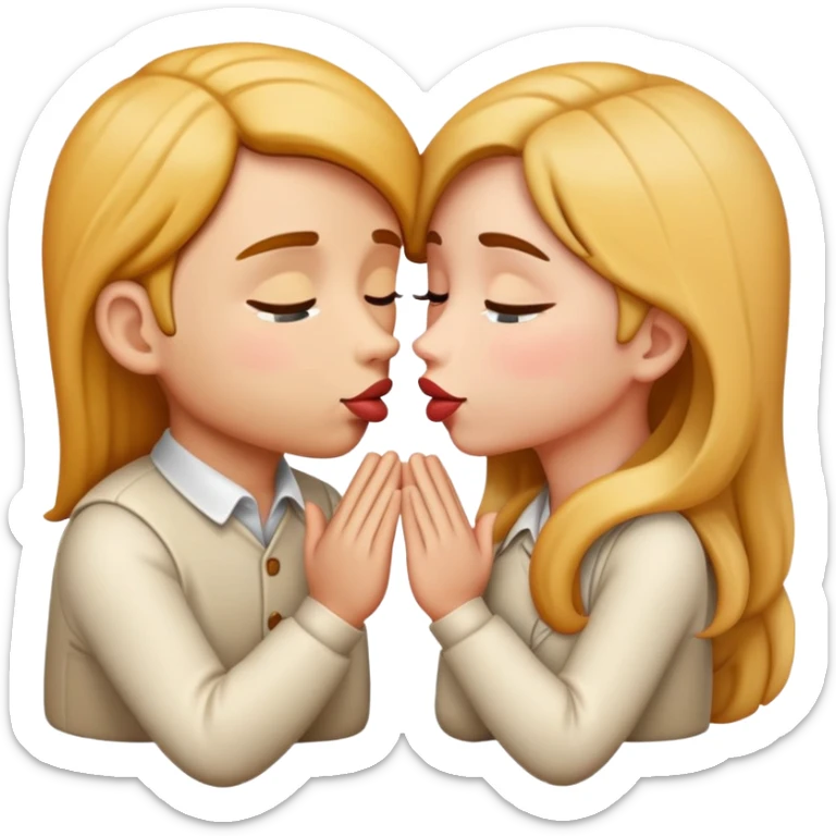 Kissing face emoji kissing into receiving hands like begging sticker