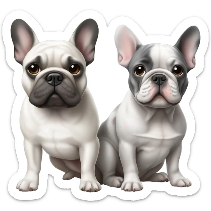 A merle French bulldog and a gray French bulldog sticker