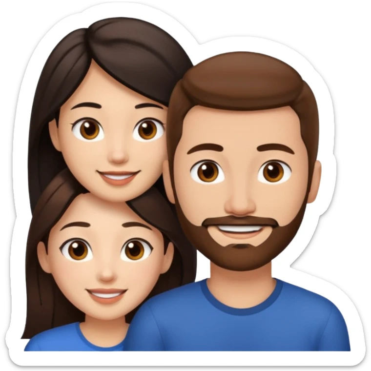 White man with brown hair and brown facial hair in love with an Asian woman with black hair sticker