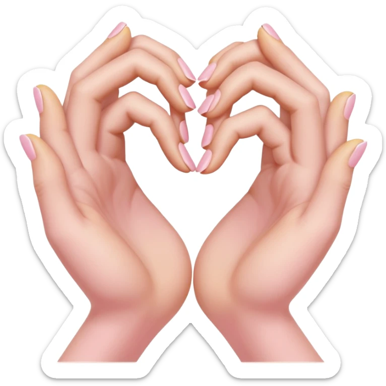 A pair of hands making a “heart” gesture in soft pink, beige and yellow pastel light sticker