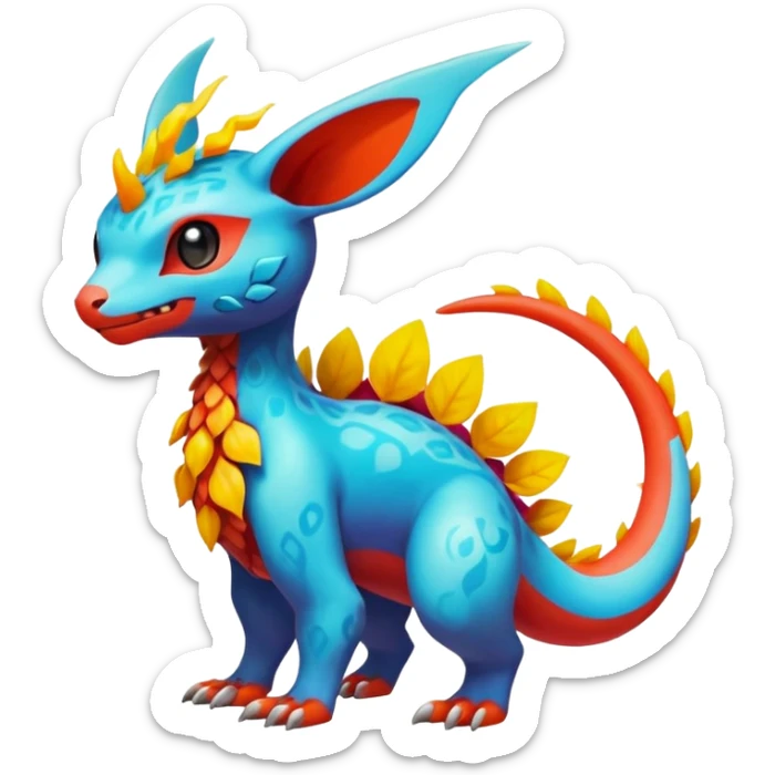 Elemental Exotic Colorful Fantasy Pokémon-Fakémon-hybrid-creature (full body) sticker