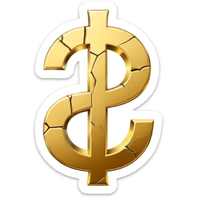 Give me the money sign emoji "💲" with a vertical crack in the middle sticker