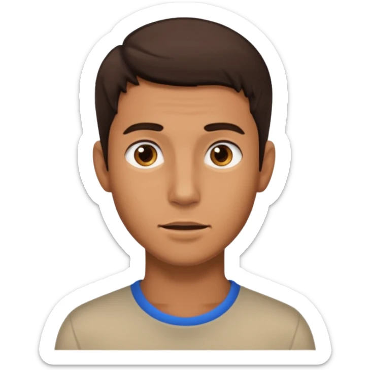 Young man showing possibly sticker