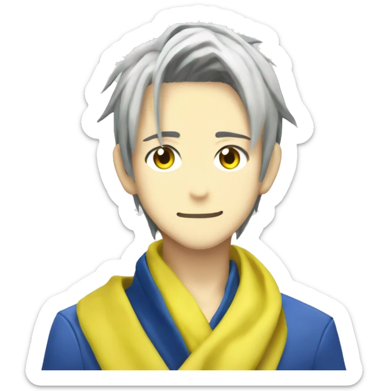 ryoji mochizuki persona 3 holding his yellow scarf blue eyes  sticker