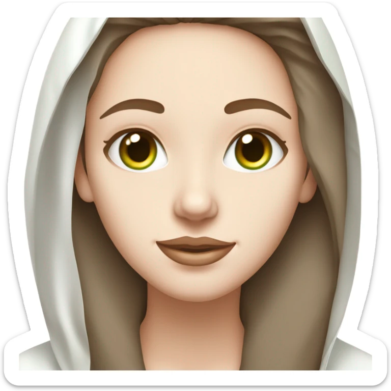 White girl with Brown hair and blue eyes wears a Green colored skincare clay textured mask and puts on cucumbers around her eyes while She relaxes in her white Robe sticker