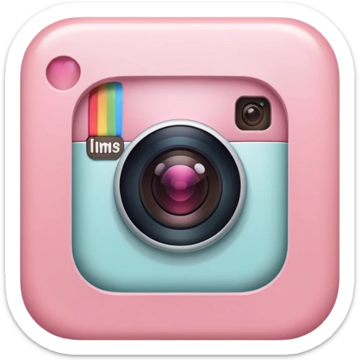 pastel pink Instagram logo, apple emoji style, matching the look and feel of a pastel pink Telegram logo sticker