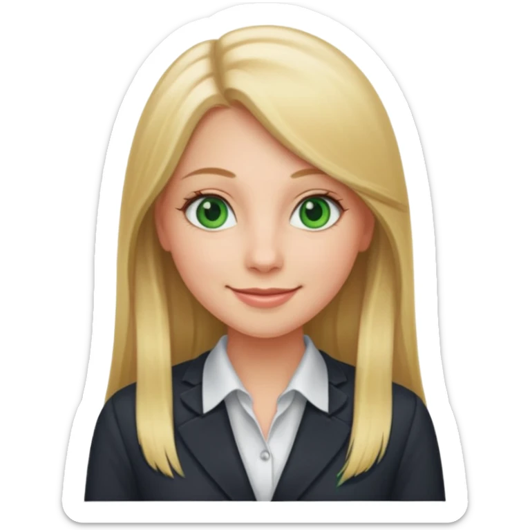 Green eyes office girl with straight long blonde hair barboe sticker