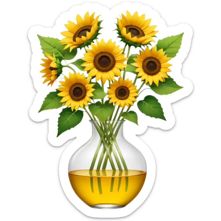 sunflower bouquet in a clear vase with scandinavian copenhagen vibe sticker