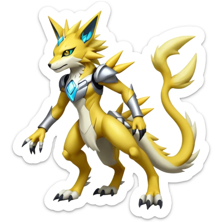  Cool Edgy Shiny Futuristic Ethereal Legendary Zeraora-Digimon-Lombax-Renamon-hybrid full body sticker