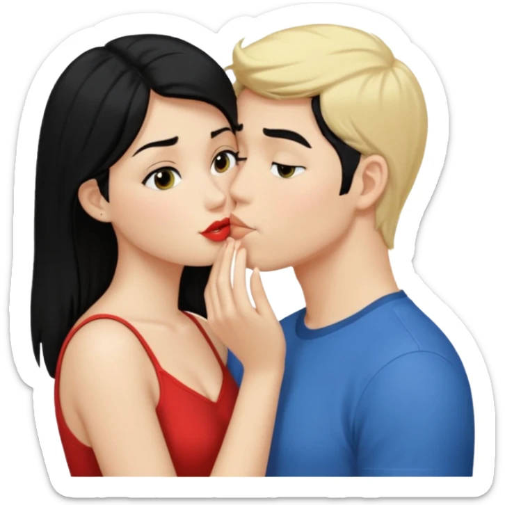 Girl with black hair kiss blonde gut sticker