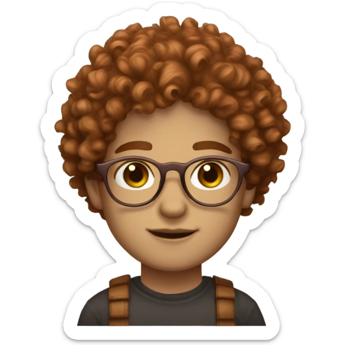 curly hair copper color hair, round glasses pale skin and hazel eyes and freckles sticker