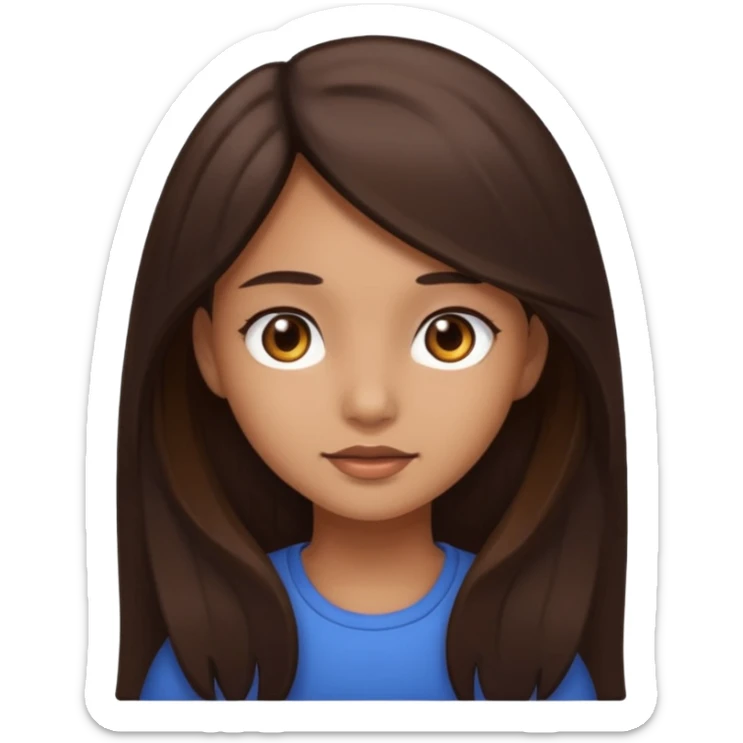 Girl with light brown skin and long dark brown hair sticker
