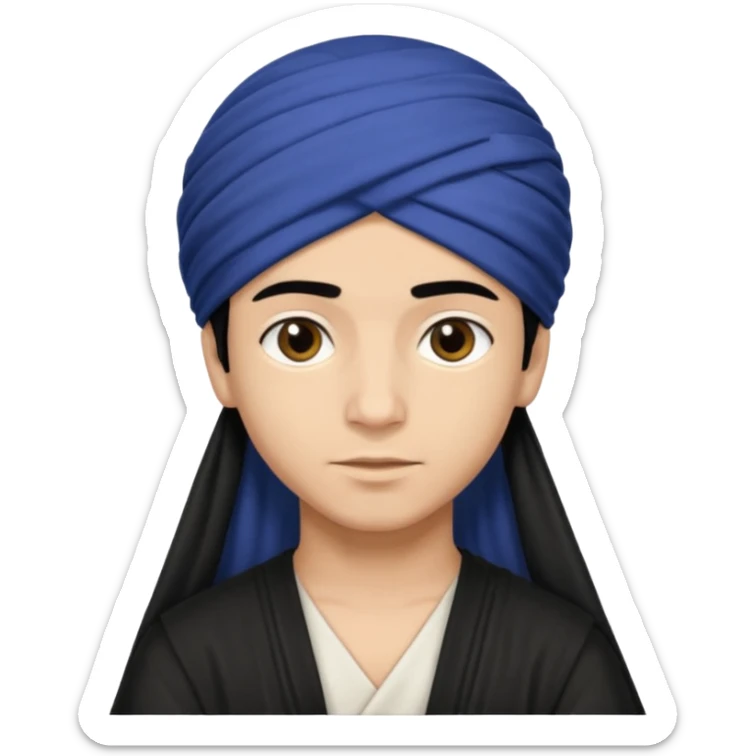 Emoji de un chico con turbante árabe que el chico sea de color piel clara y que tenga cabello negro y de fondo blanco sticker