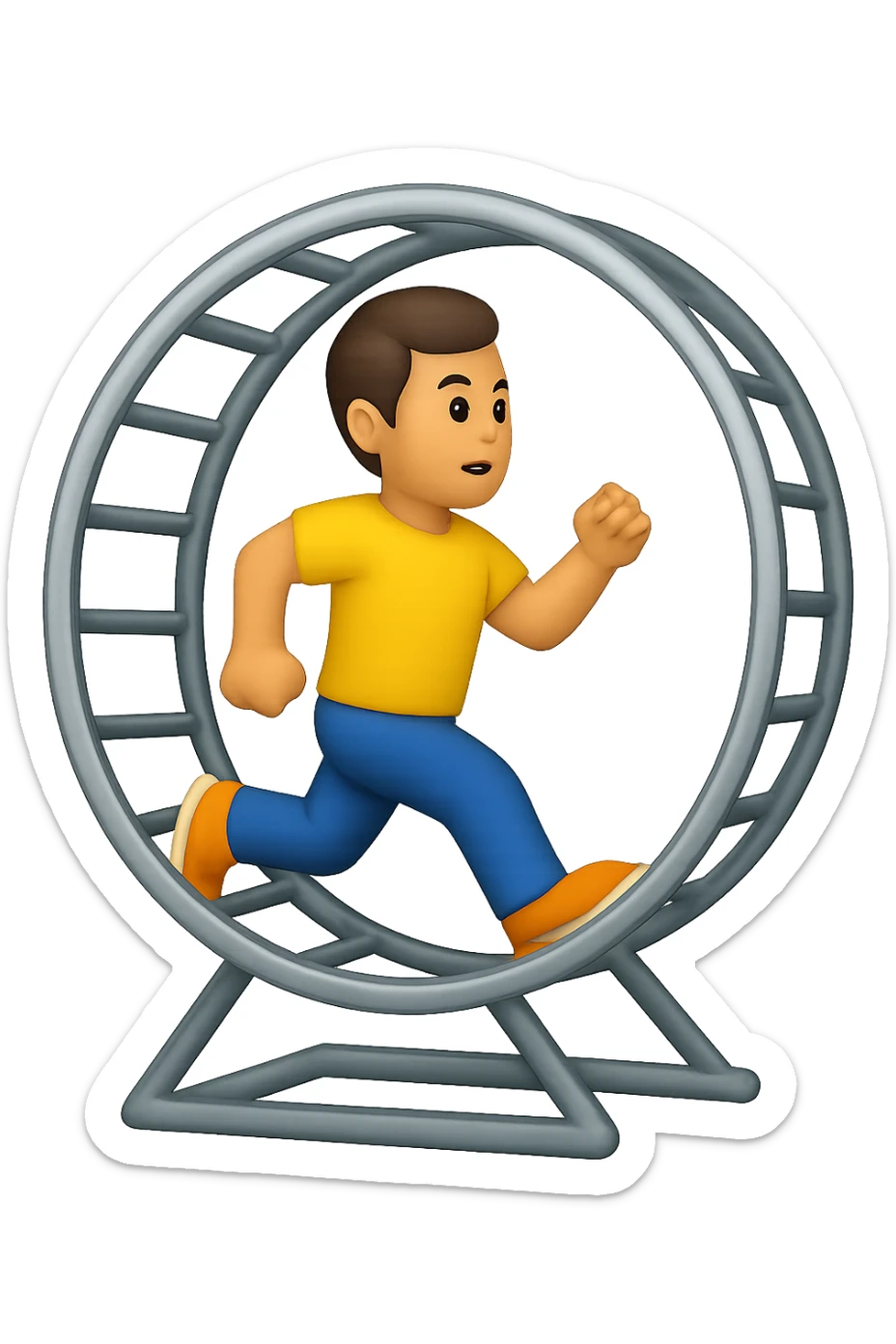 Uomo che corre dentro la ruota del criceto emoji style iphone  sticker