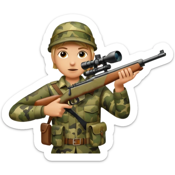 deer hunting. bolt action rifle with a scope mounted to the top of the gun barrel  sticker