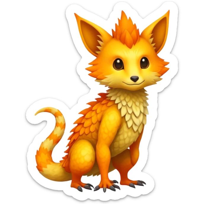 warm-colored Vernid-Trico-Fionbri-creature (full body) sticker