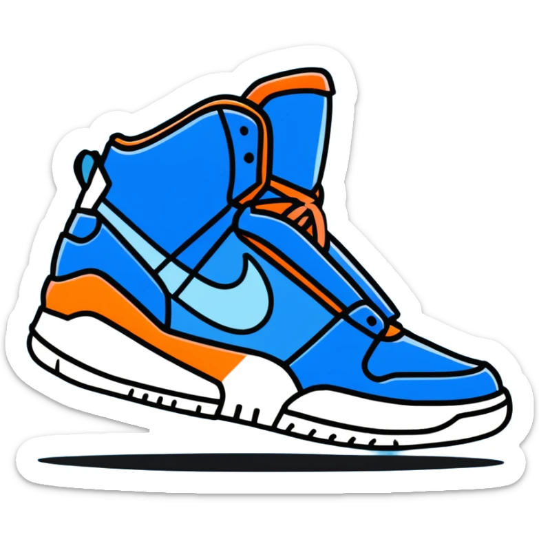 sporty blue Nike basketball shoes with nike logo sticker