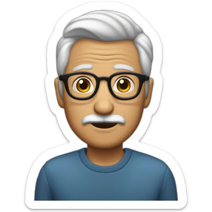 Abuelo,lentes azules, pelo corto, cejas negras y barba corta a sticker