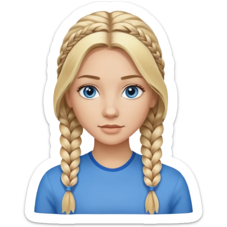 Blonde balayage  With highlights long hair half braids women blue eyes  sticker