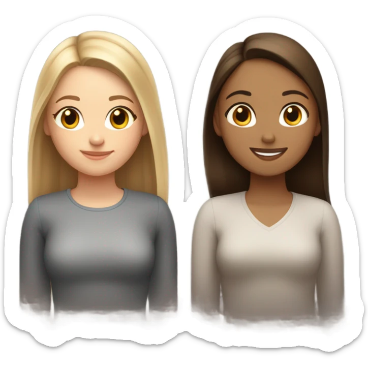 White girl with brown straight hair and Hispanic girl with straight hair lesbian couple  sticker