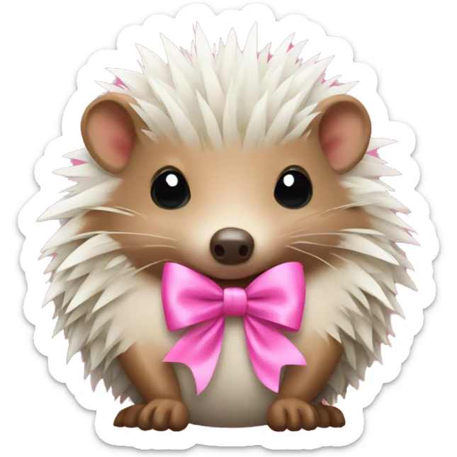 Hedgehog with a pink bow sticker