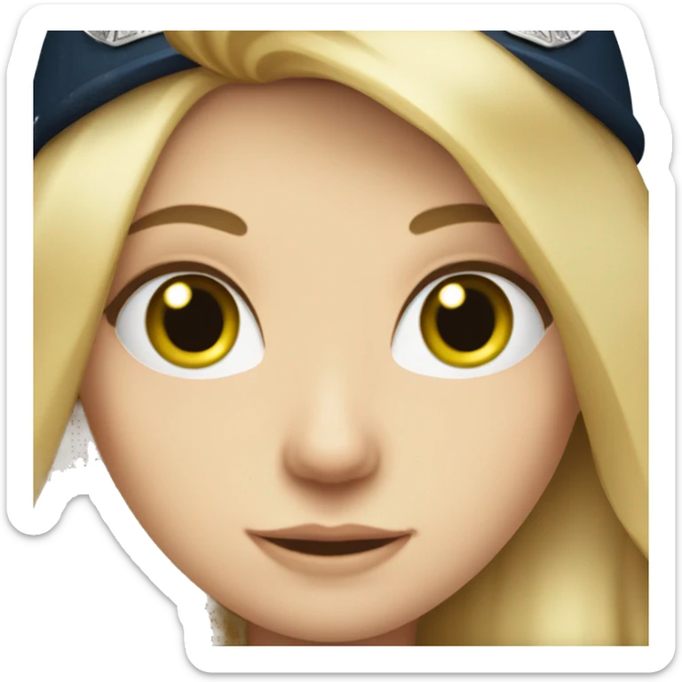 Pale girl with long blonde hair and green eyes in police uniform  sticker