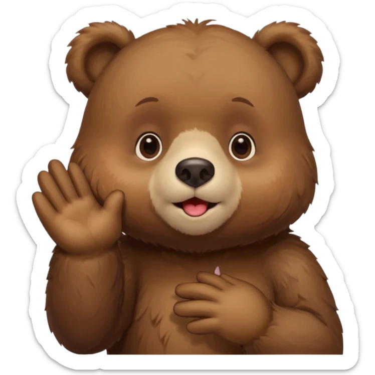 i want a animated bear like dudu the bear sends a kiss with his left hand then right hand sticker