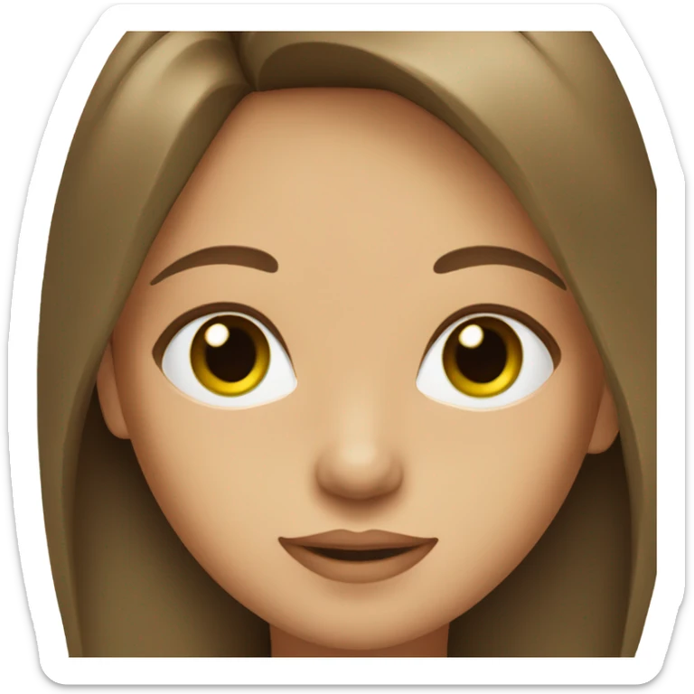 Girl that has green eyes and brown straight hair, her hair is layered sticker