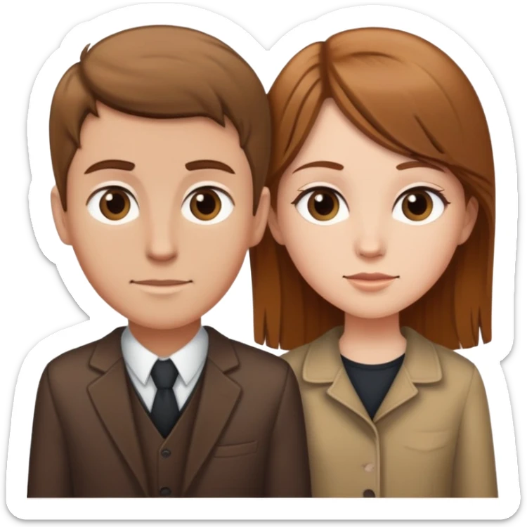 Short white girl with light brown hair next to tall boy with brown hair sticker
