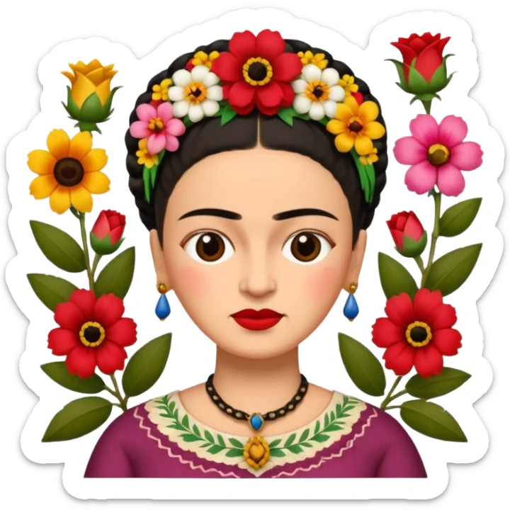 defferent emojis of Frida Kahlo in style of her artworks  sticker