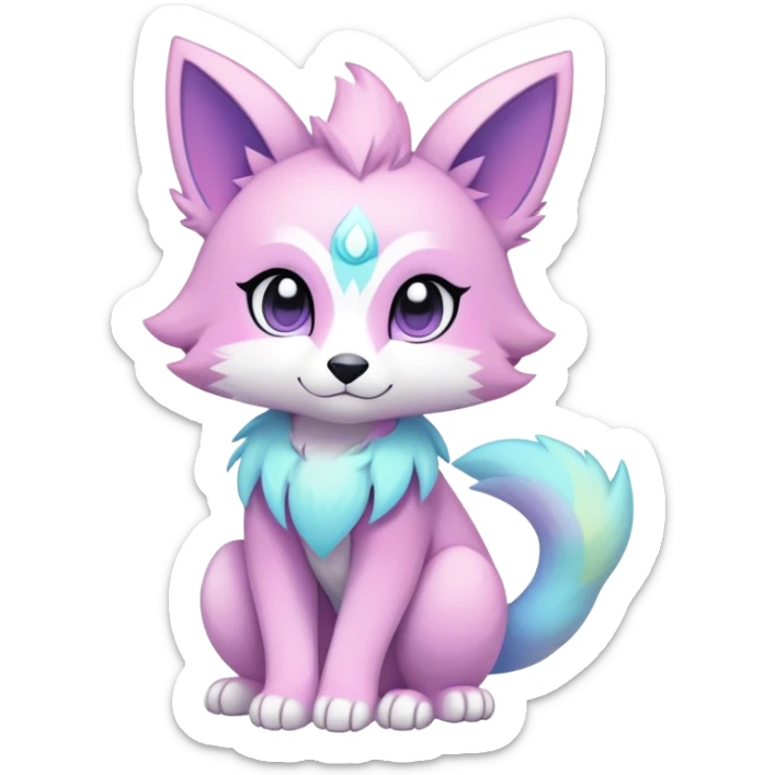 Kawaii pastel edgy colorful ethereal anthro fursona Fakemon sticker
