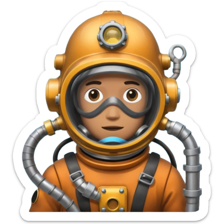 Buceador comercial trabajando, soldando una estructura metalica bajo agua sticker