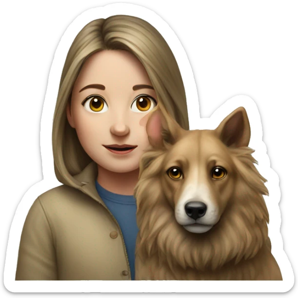 realistic portrait of girl and animal sticker
