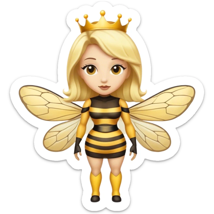 Full Body plus  Queen bee woman with  blonde hair and big nose sticker