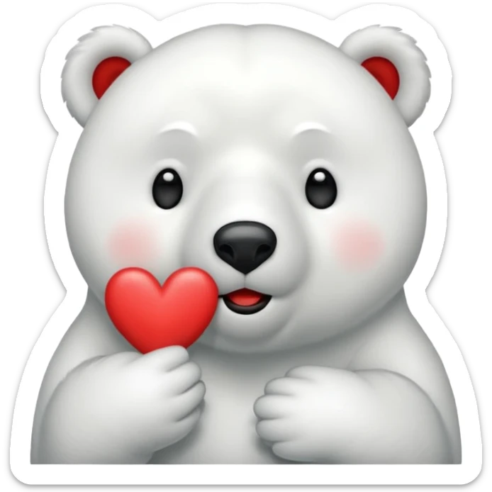 Puedes hacer a un oso polar que este mandando un beso el cual que de su boca salga un corazón Haci 😘 sticker